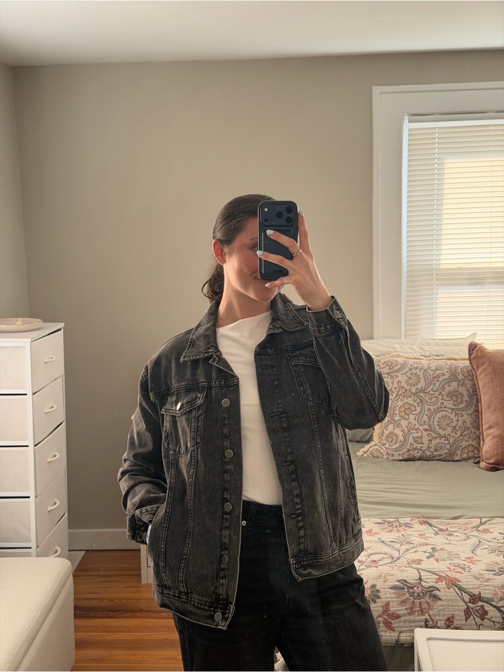 Old Navy Washed Black Denim Trucker Jacket